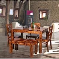 Jyoti Furniture Sheesham Wood 4 Seater Dining Table with 3 Chairs & 1 Bench for Dining Room Wooden Dining Table 4 Seater...